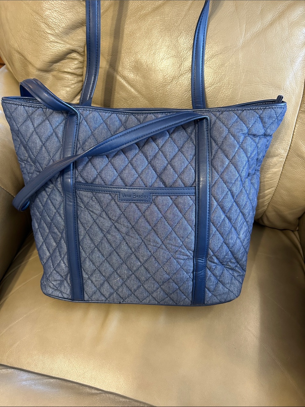 Vera Bradley Quilted Tote in Heather Gray with Dark Trim